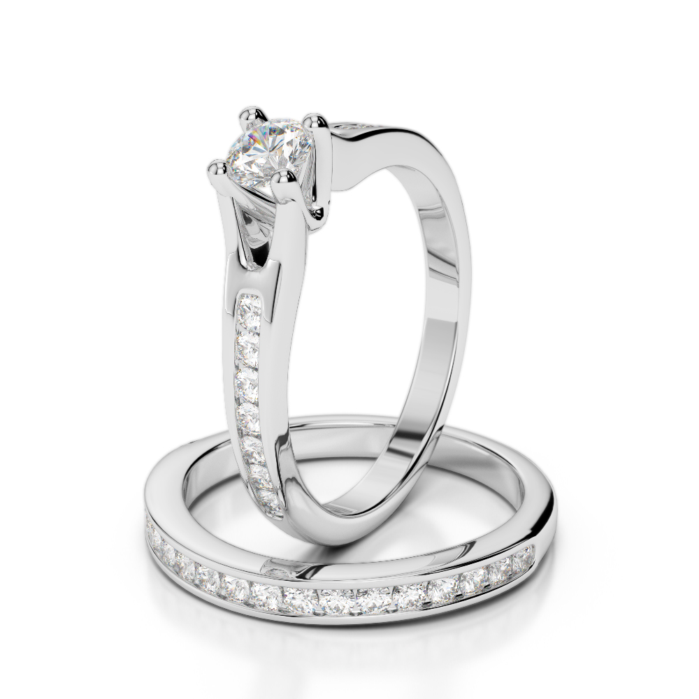 Gold / Platinum Round cut Diamond Bridal Set Ring AGDR-2047