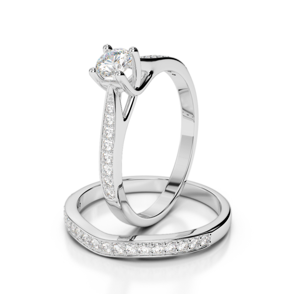 Gold / Platinum Round cut Diamond Bridal Set Ring AGDR-2053