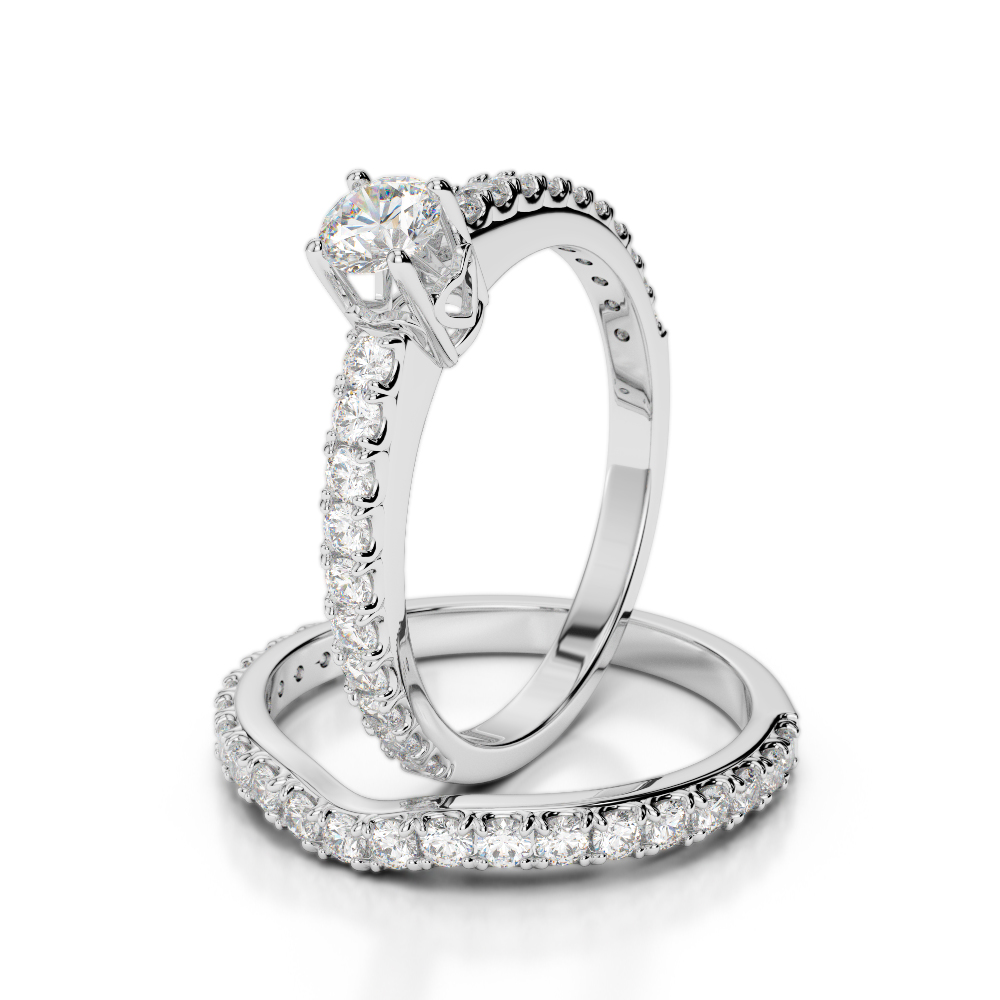 Gold / Platinum Round cut Diamond Bridal Set Ring AGDR-2055