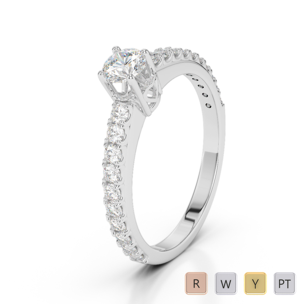 Gold / Platinum Round Cut Diamond Engagement Ring AGDR-2056