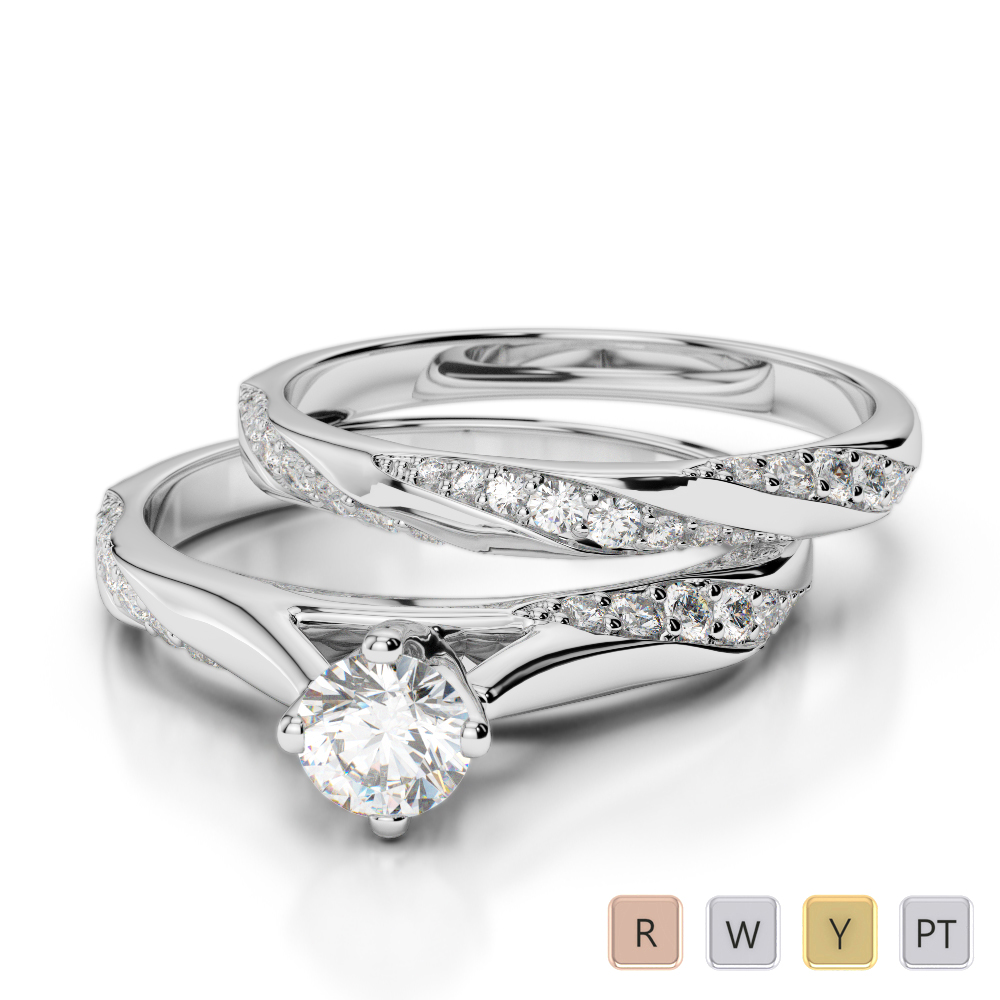 Gold / Platinum Round cut Diamond Bridal Set Ring AGDR-2059