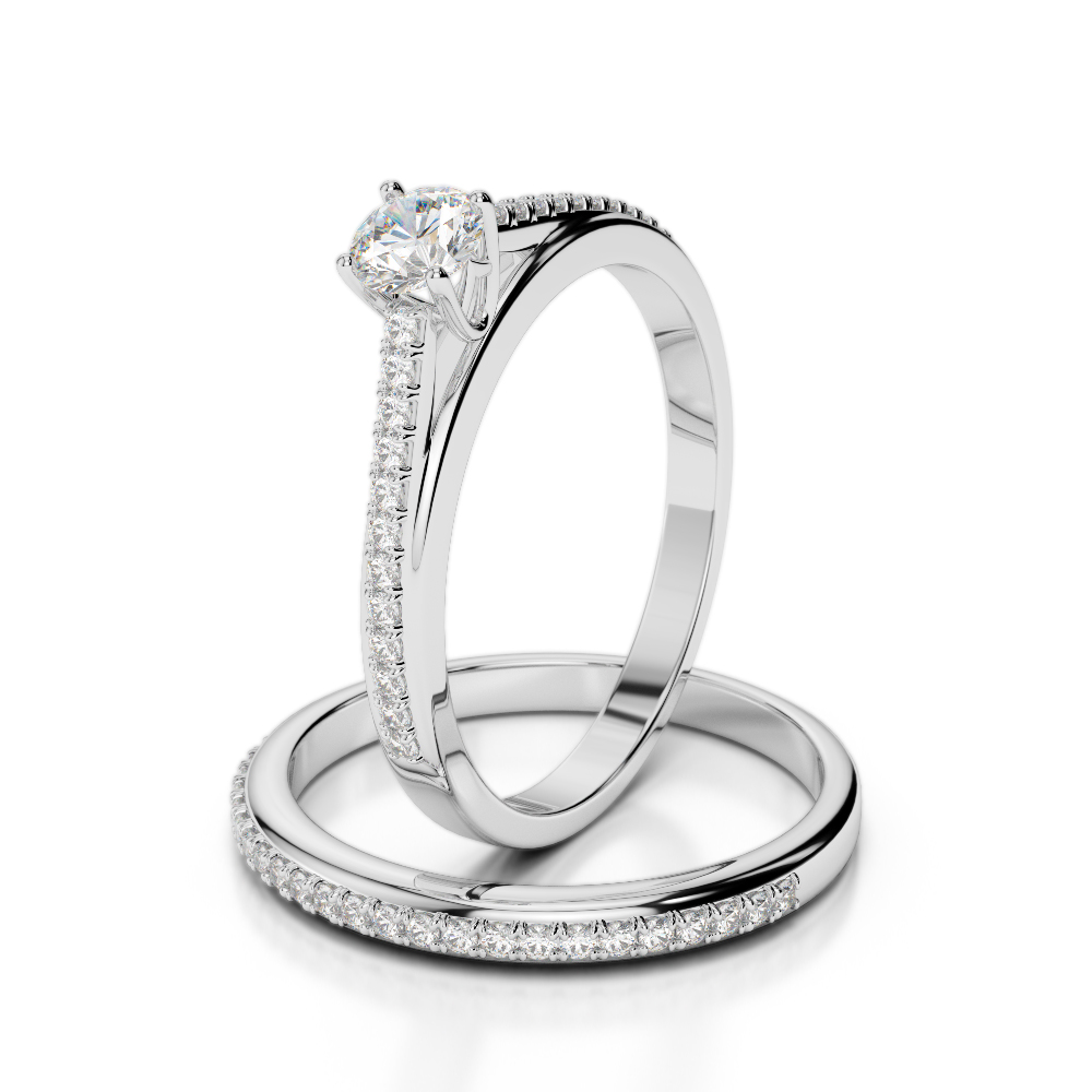 Gold / Platinum Round cut Diamond Bridal Set Ring AGDR-2061