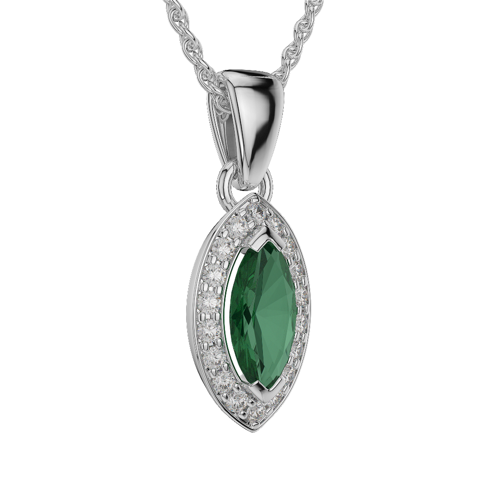 Marquise shape emerald and diamond necklaces in gold / platinum agdnc-1069