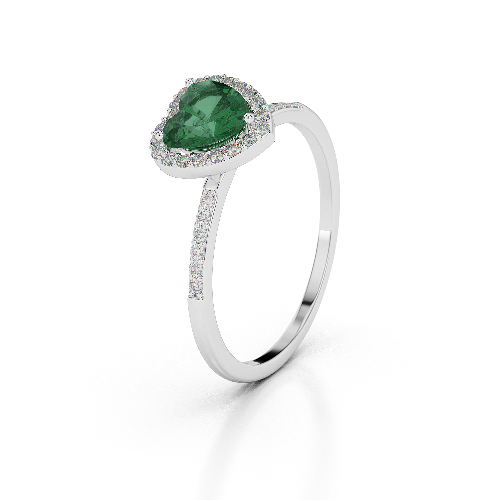 Gold / Platinum Heart Shape Emerald and Diamond Ring AGDR-1065