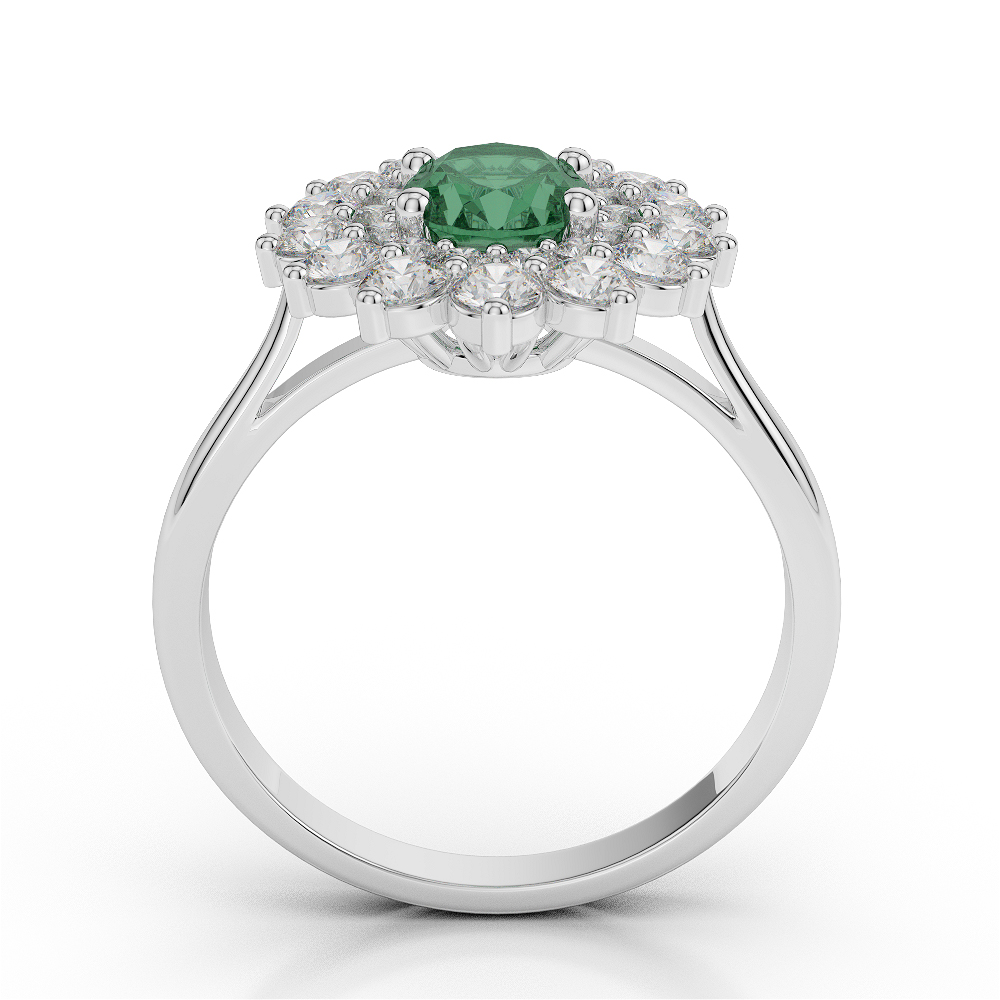 Gold / Platinum Oval Shape Emerald and Diamond Ring AGDR-1073