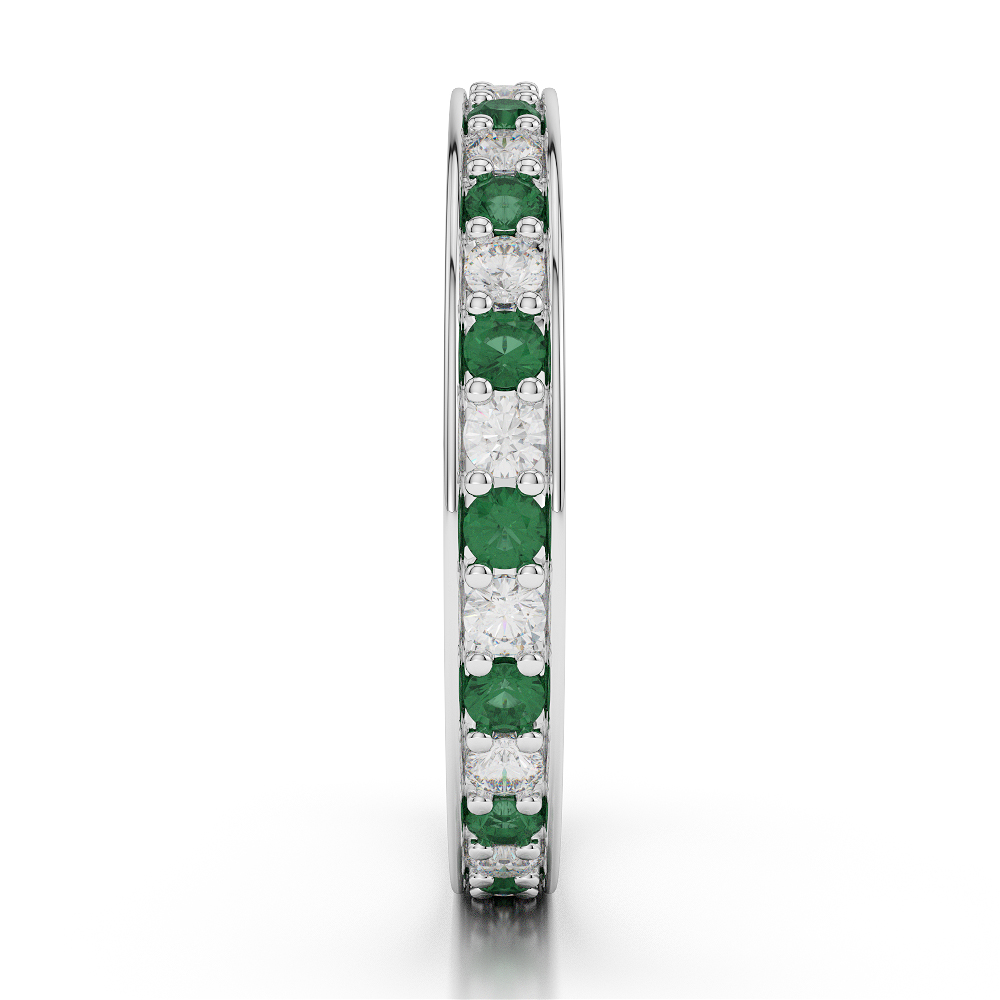 2.5 MM Gold / Platinum Round Cut Emerald and Diamond Full Eternity Ring AGDR-1079