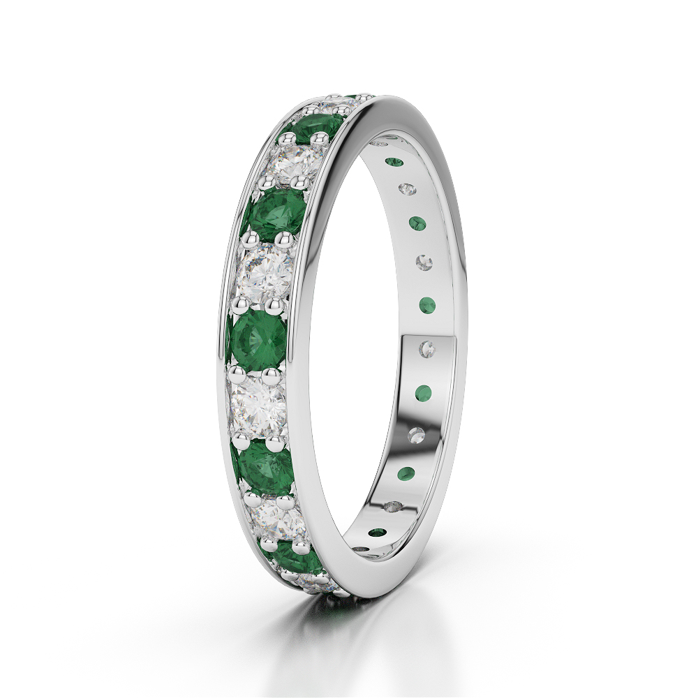 3 MM Gold / Platinum Round Cut Emerald and Diamond Full Eternity Ring AGDR-1080