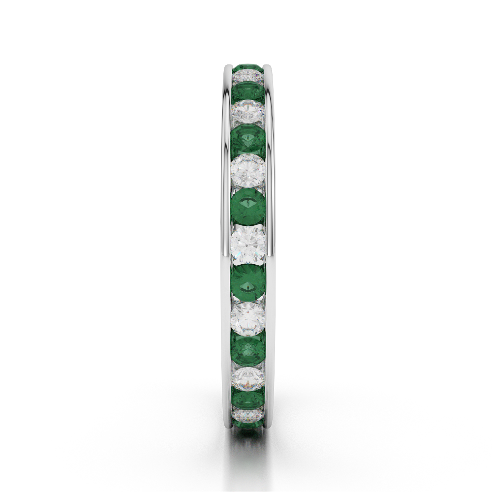 3 MM Gold / Platinum Round Cut Emerald and Diamond Full Eternity Ring AGDR-1087