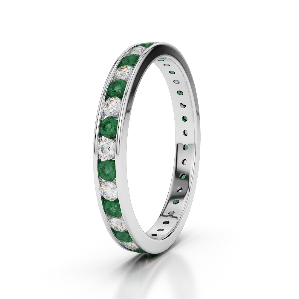 3 MM Gold / Platinum Round Cut Emerald and Diamond Full Eternity Ring AGDR-1087
