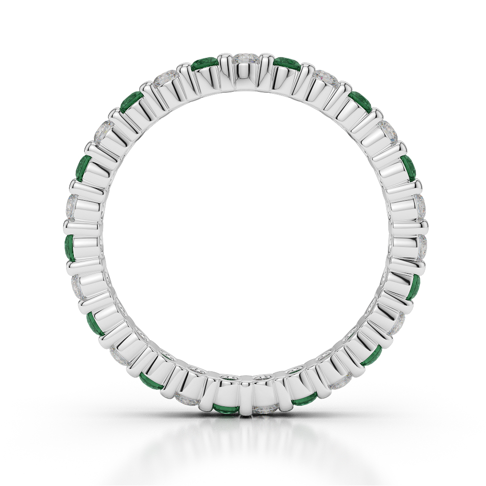 2 MM Gold / Platinum Round Cut Emerald and Diamond Full Eternity Ring AGDR-1092