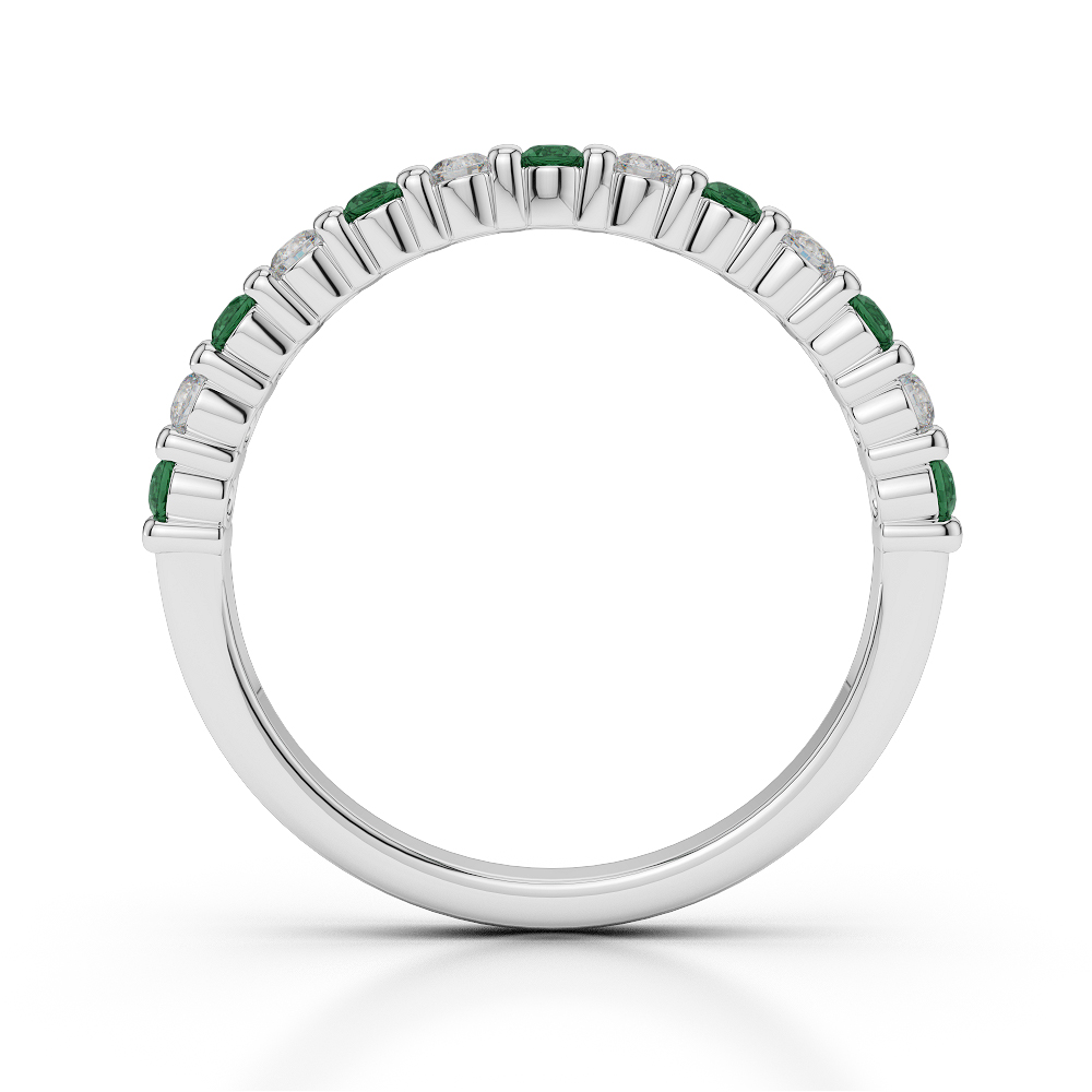 2 MM Gold / Platinum Round Cut Emerald and Diamond Half Eternity Ring AGDR-1095
