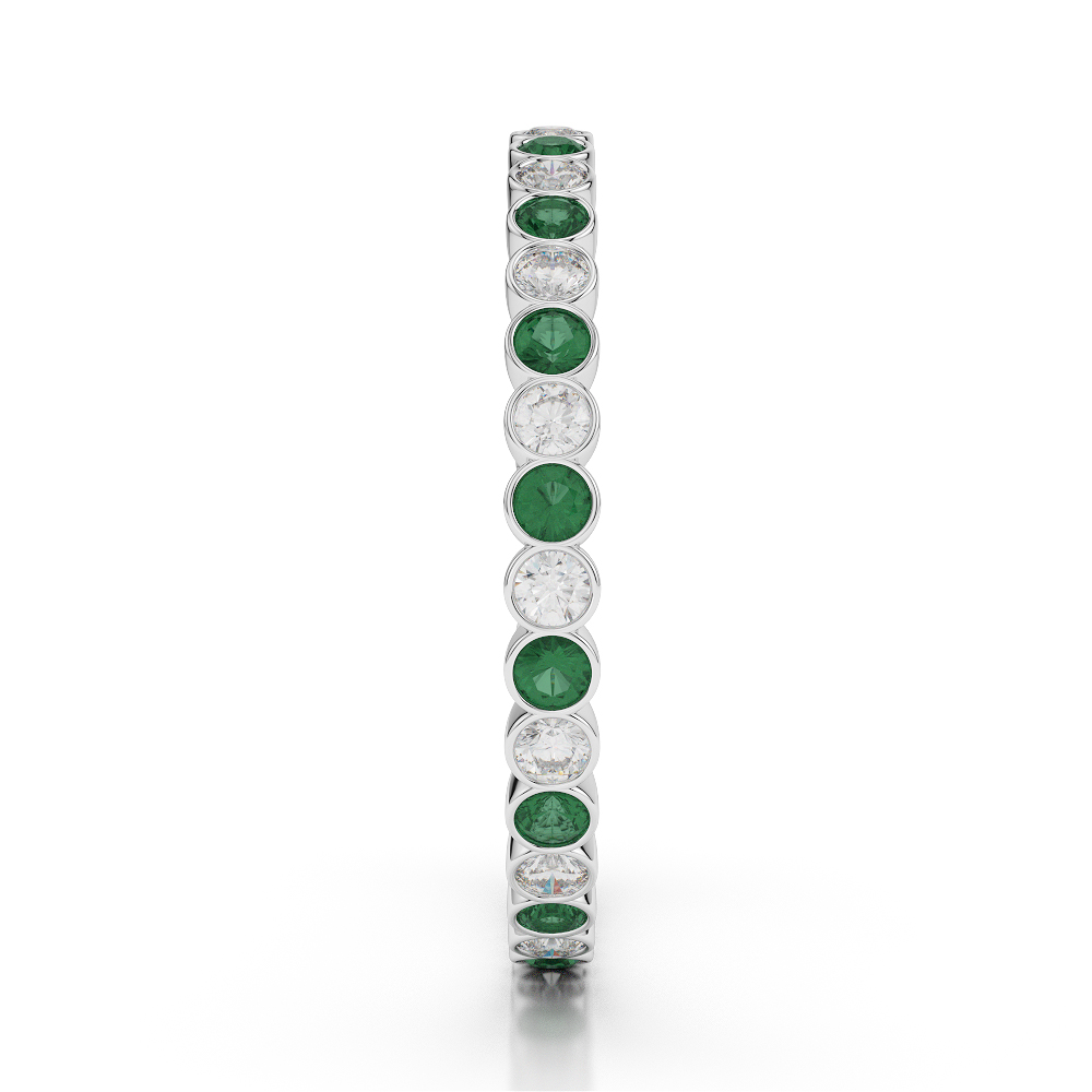 2 MM Gold / Platinum Round Cut Emerald and Diamond Full Eternity Ring AGDR-1098
