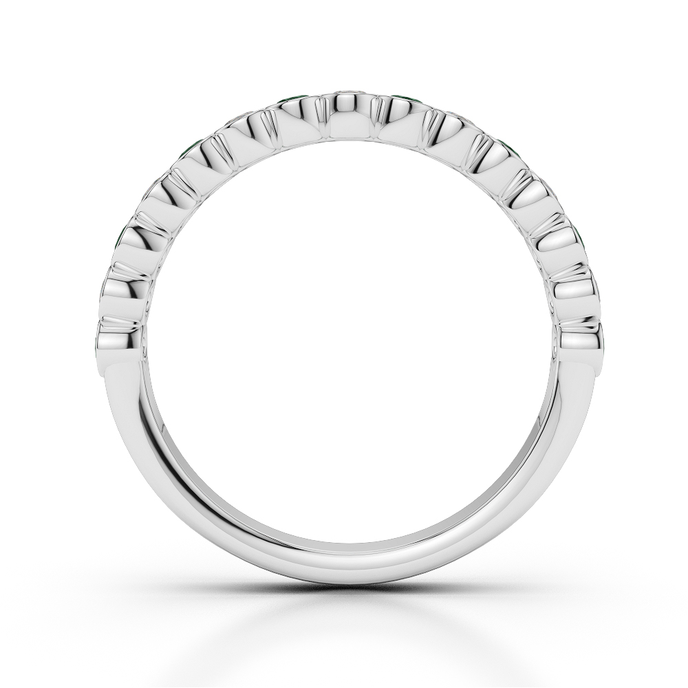 2.5 MM Gold / Platinum Round Cut Emerald and Diamond Half Eternity Ring AGDR-1102