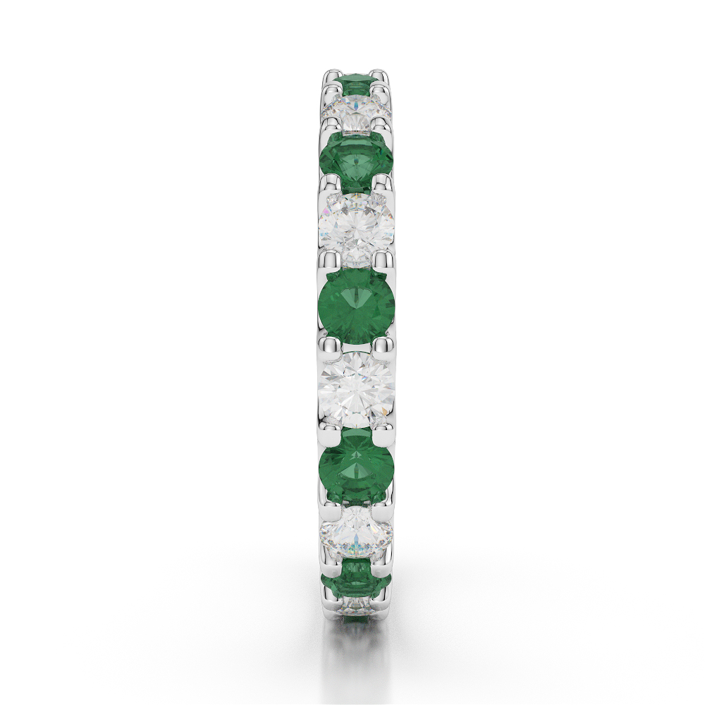 2.5 MM Gold / Platinum Round Cut Emerald and Diamond Full Eternity Ring AGDR-1105