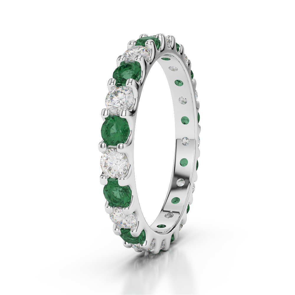 2.5 MM Gold / Platinum Round Cut Emerald and Diamond Full Eternity Ring AGDR-1105
