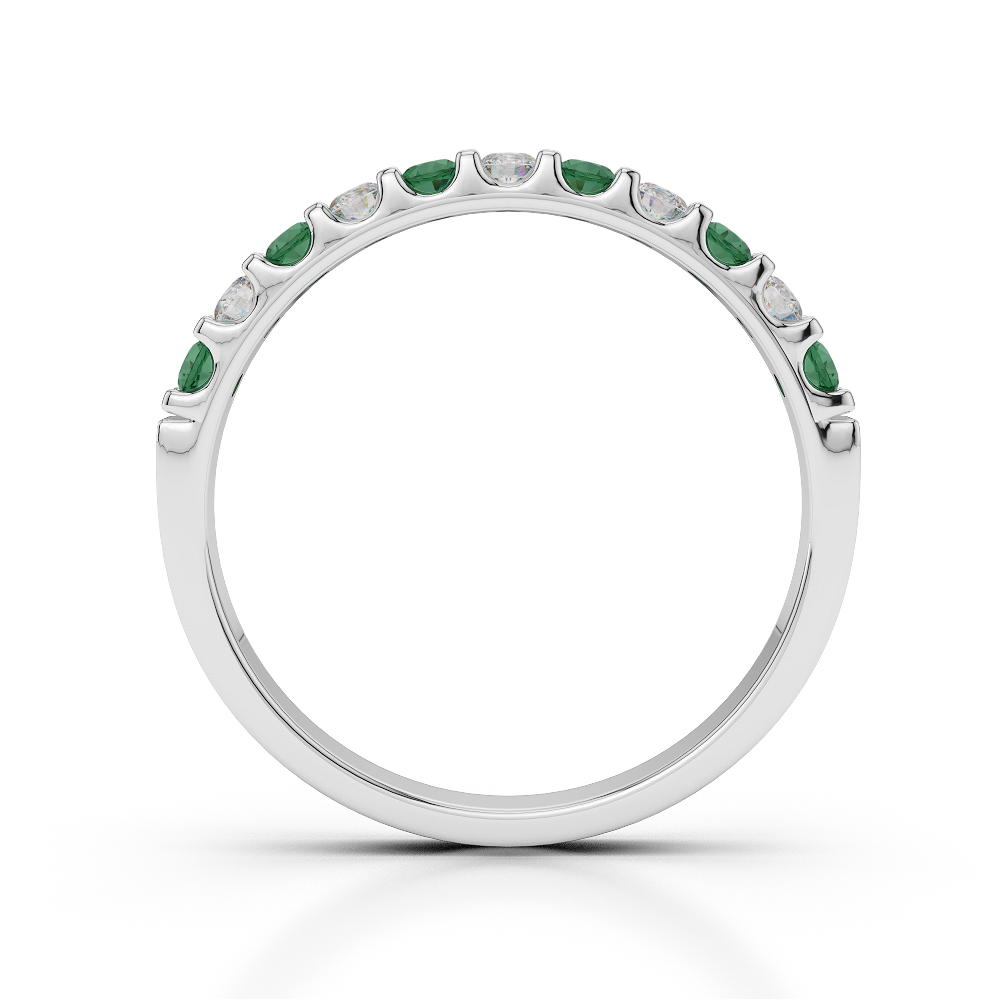 2 MM Gold / Platinum Round Cut Emerald and Diamond Half Eternity Ring AGDR-1107