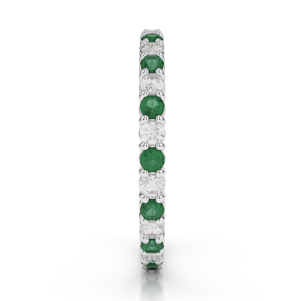 2 MM Gold / Platinum Round Cut Emerald and Diamond Full Eternity Ring AGDR-1110