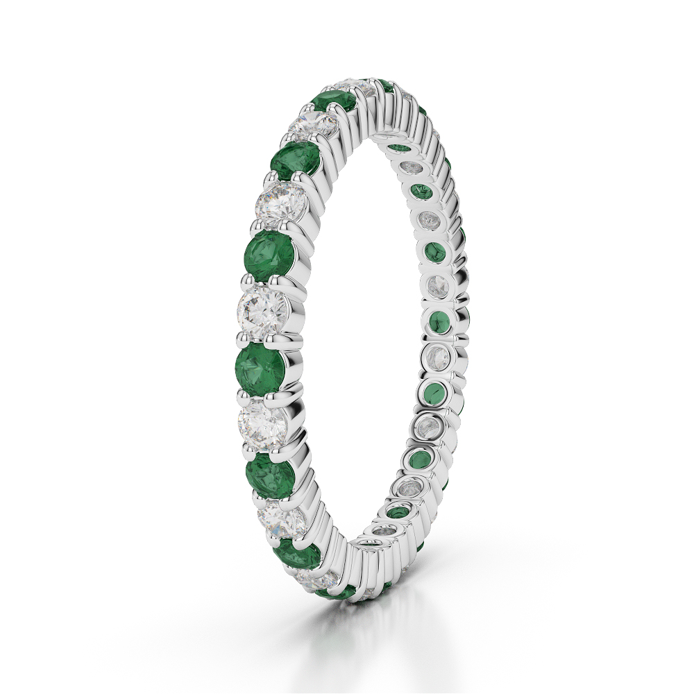 2 MM Gold / Platinum Round Cut Emerald and Diamond Full Eternity Ring AGDR-1110