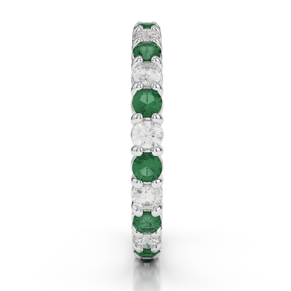 2.5 MM Gold / Platinum Round Cut Emerald and Diamond Full Eternity Ring AGDR-1111