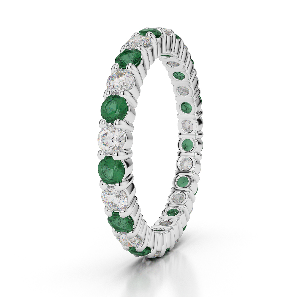 2.5 MM Gold / Platinum Round Cut Emerald and Diamond Full Eternity Ring AGDR-1111