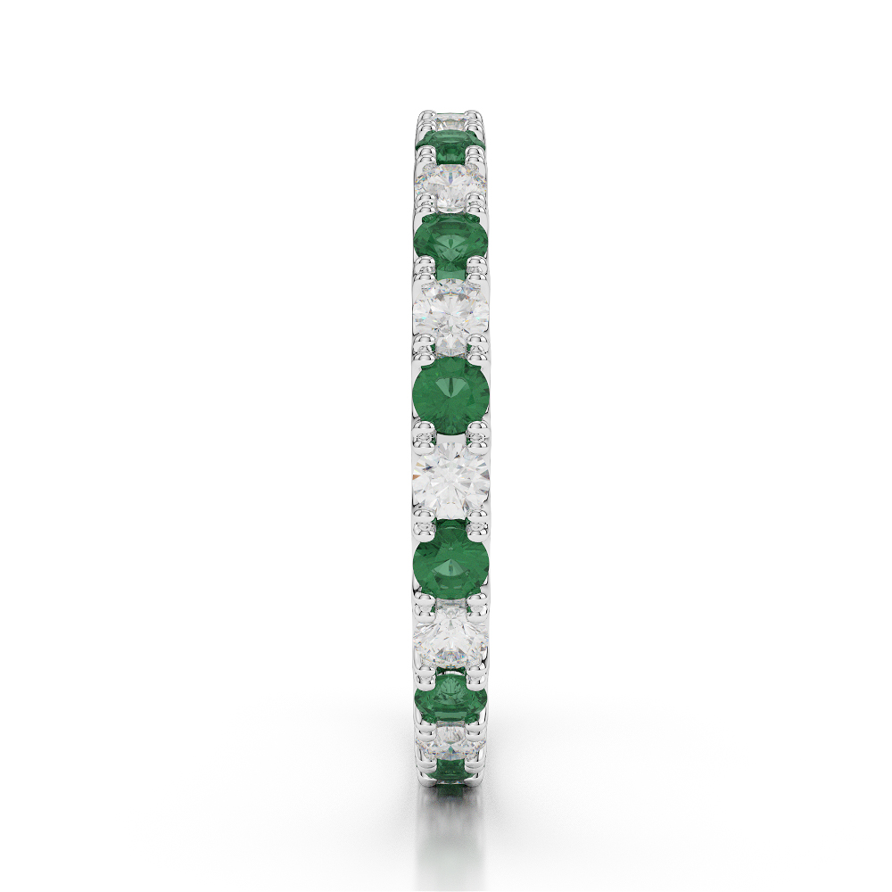 2 MM Gold / Platinum Round Cut Emerald and Diamond Full Eternity Ring AGDR-1120