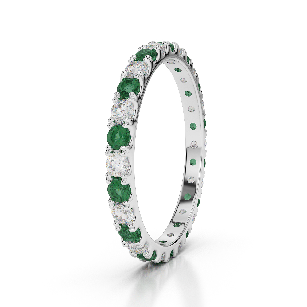 2 MM Gold / Platinum Round Cut Emerald and Diamond Full Eternity Ring AGDR-1120