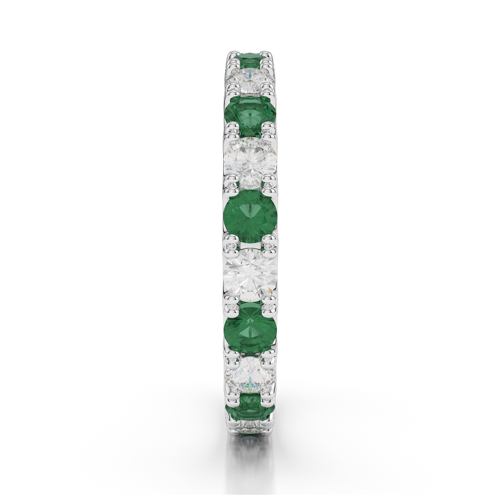2.5 MM Gold / Platinum Round Cut Emerald and Diamond Full Eternity Ring AGDR-1121