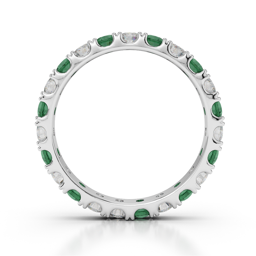 2.5 MM Gold / Platinum Round Cut Emerald and Diamond Full Eternity Ring AGDR-1121