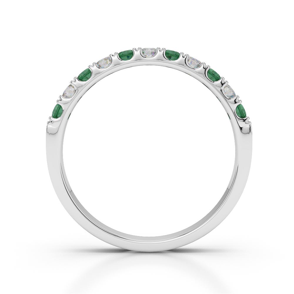 2 MM Gold / Platinum Round Cut Emerald and Diamond Half Eternity Ring AGDR-1123