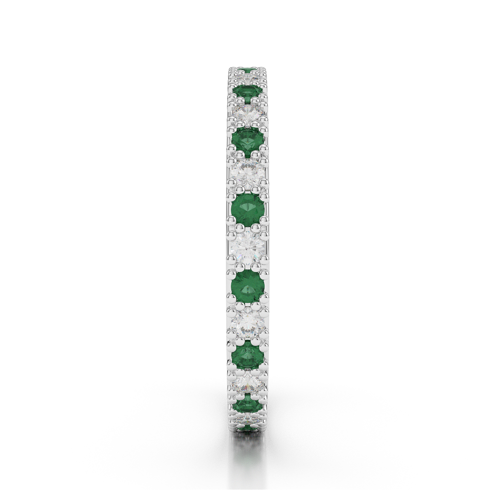 2 MM Gold / Platinum Round Cut Emerald and Diamond Full Eternity Ring AGDR-1126