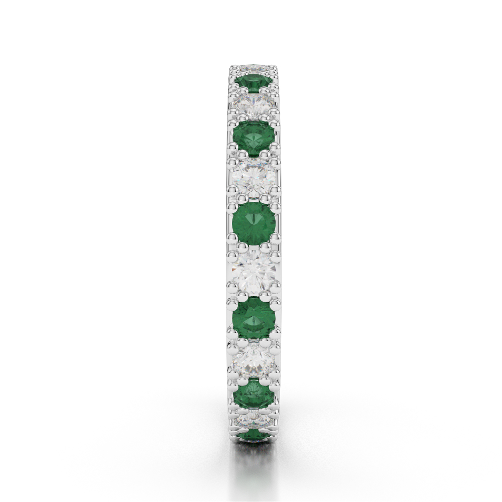 2.5 MM Gold / Platinum Round Cut Emerald and Diamond Full Eternity Ring AGDR-1127