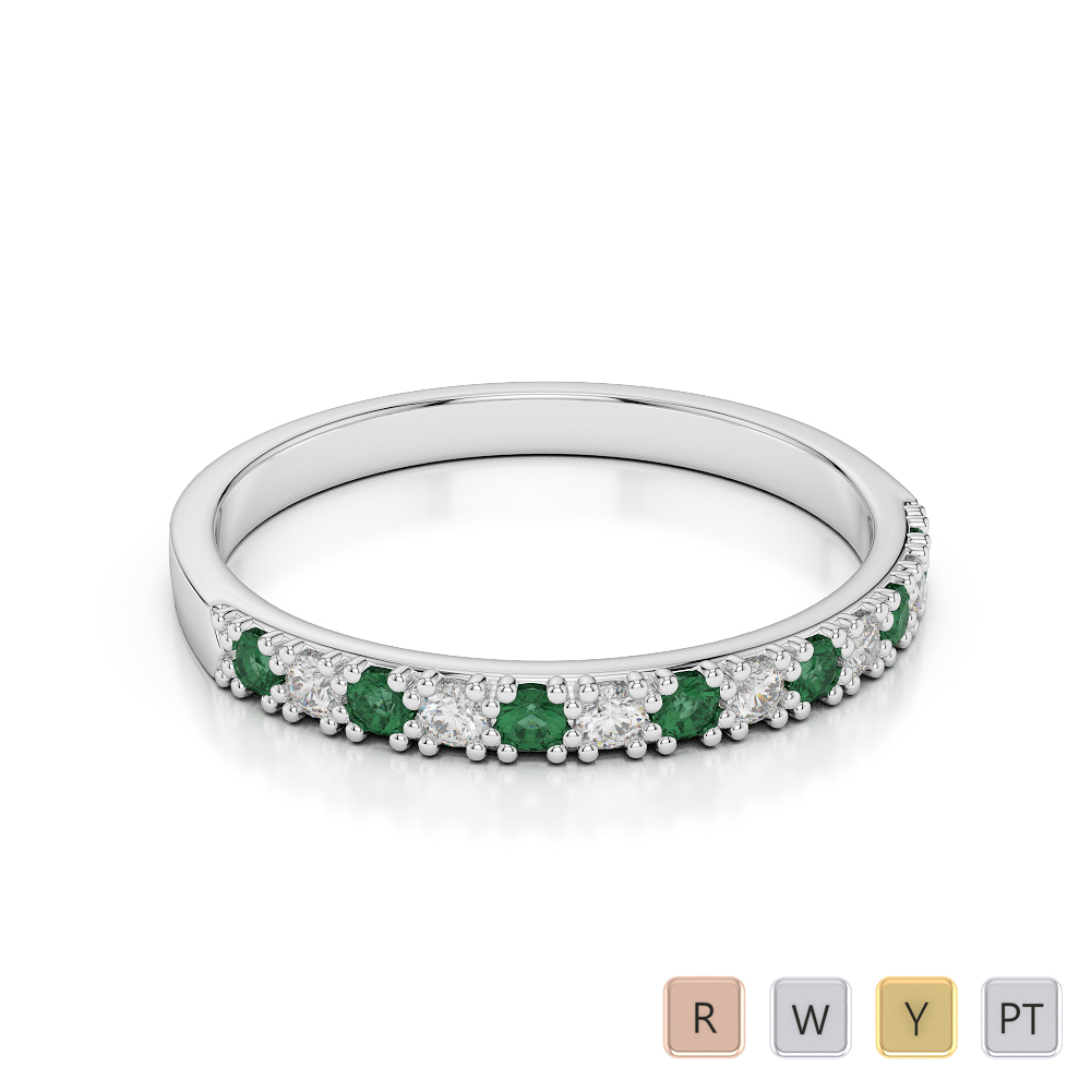 Emerald and diamond shop half eternity ring