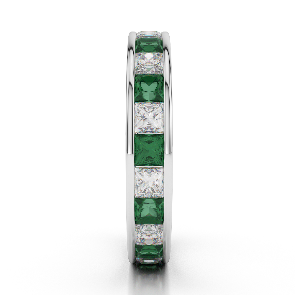 4 MM Gold / Platinum Princess Cut Emerald and Diamond Full Eternity Ring AGDR-1134