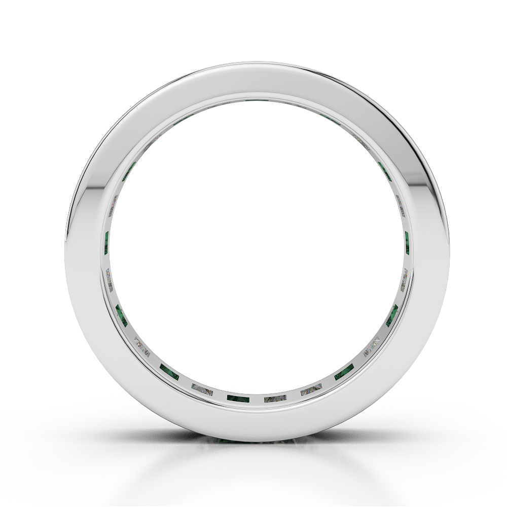4 MM Gold / Platinum Princess Cut Emerald and Diamond Full Eternity Ring AGDR-1134