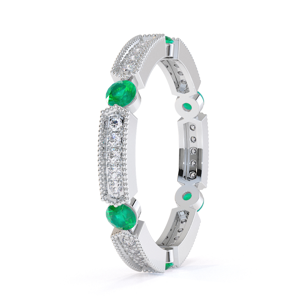 Gold / Platinum Emerald and Diamond Full Eternity Ring RZ1500