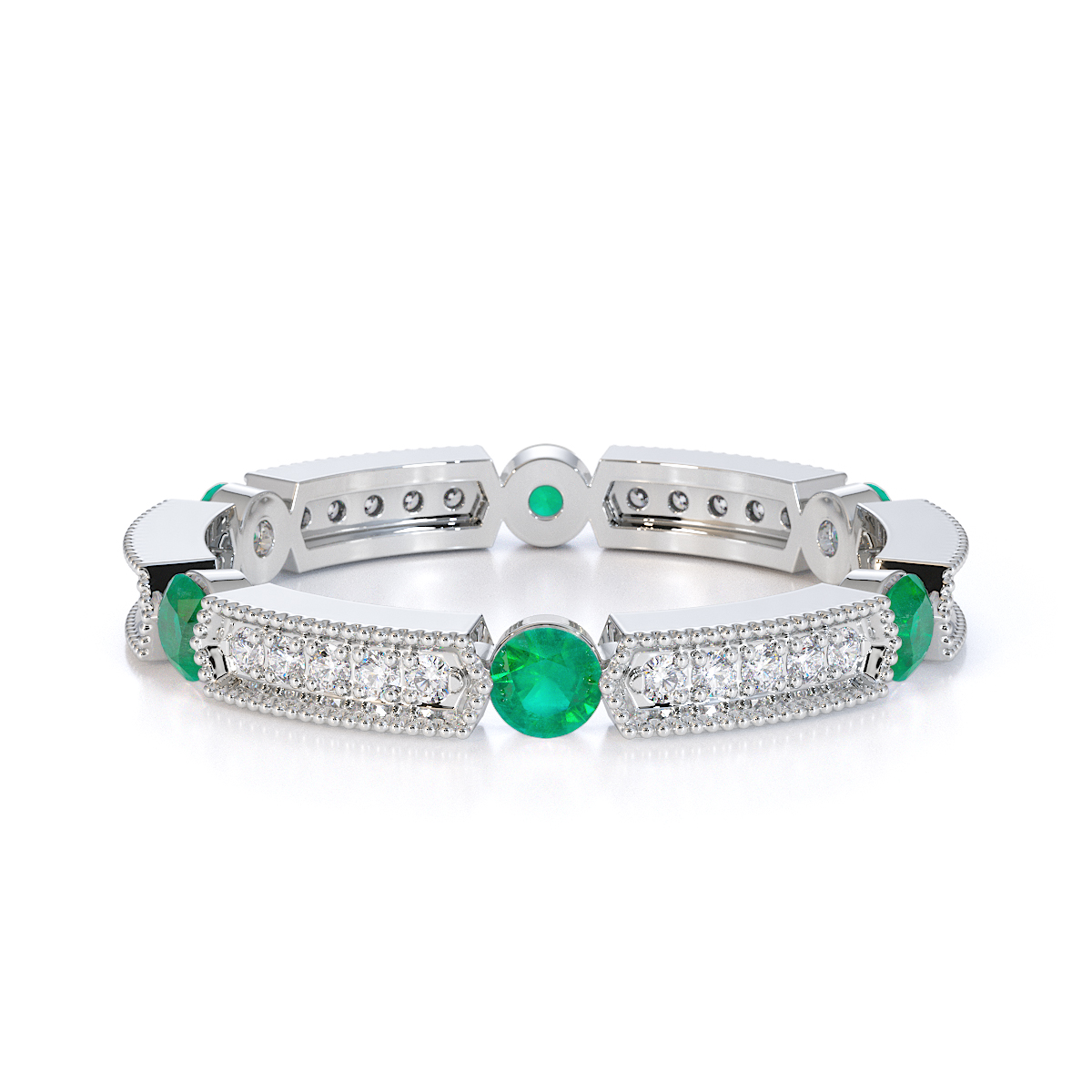 Gold / Platinum Emerald and Diamond Full Eternity Ring RZ1500