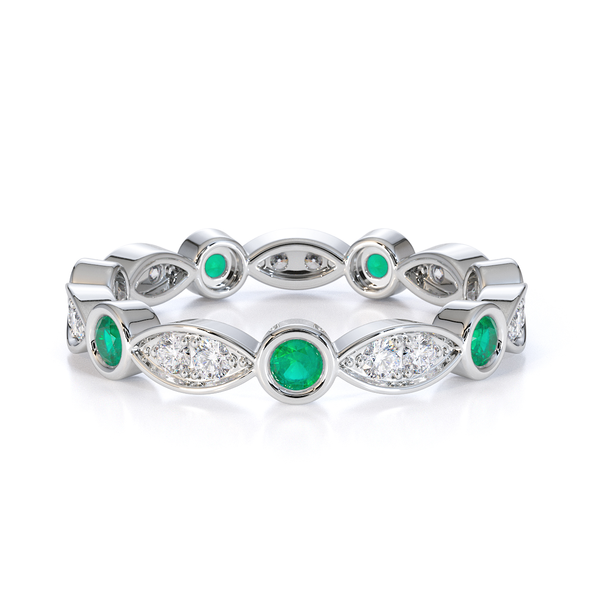 Gold / Platinum Emerald and Diamond Full Eternity Ring RZ1510