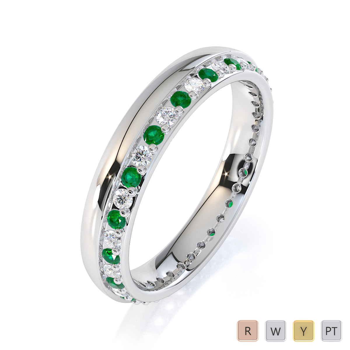 Gold / Platinum Emerald and Diamond Full Eternity Ring RZ1516