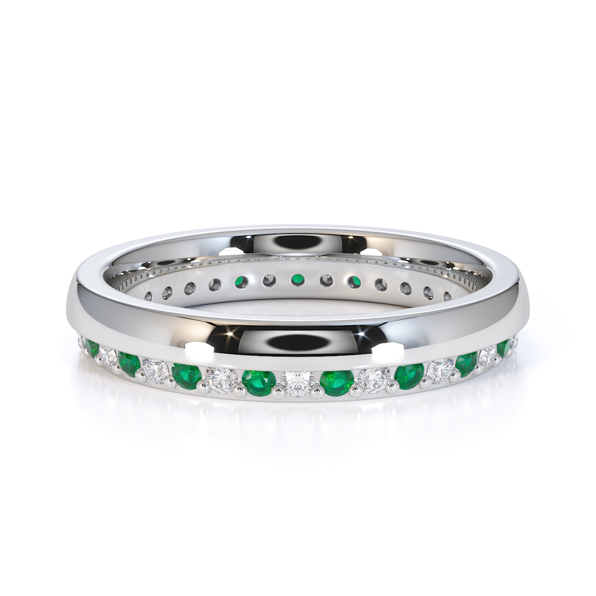 Gold / Platinum Emerald and Diamond Full Eternity Ring RZ1516