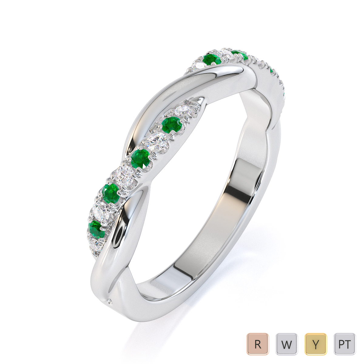 Gold / platinum emerald and diamond full eternity ring rz1522