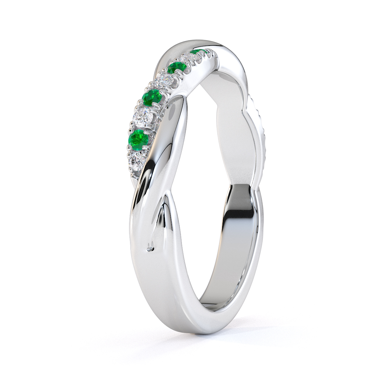 Gold / Platinum Emerald and Diamond Half Eternity Ring RZ1523