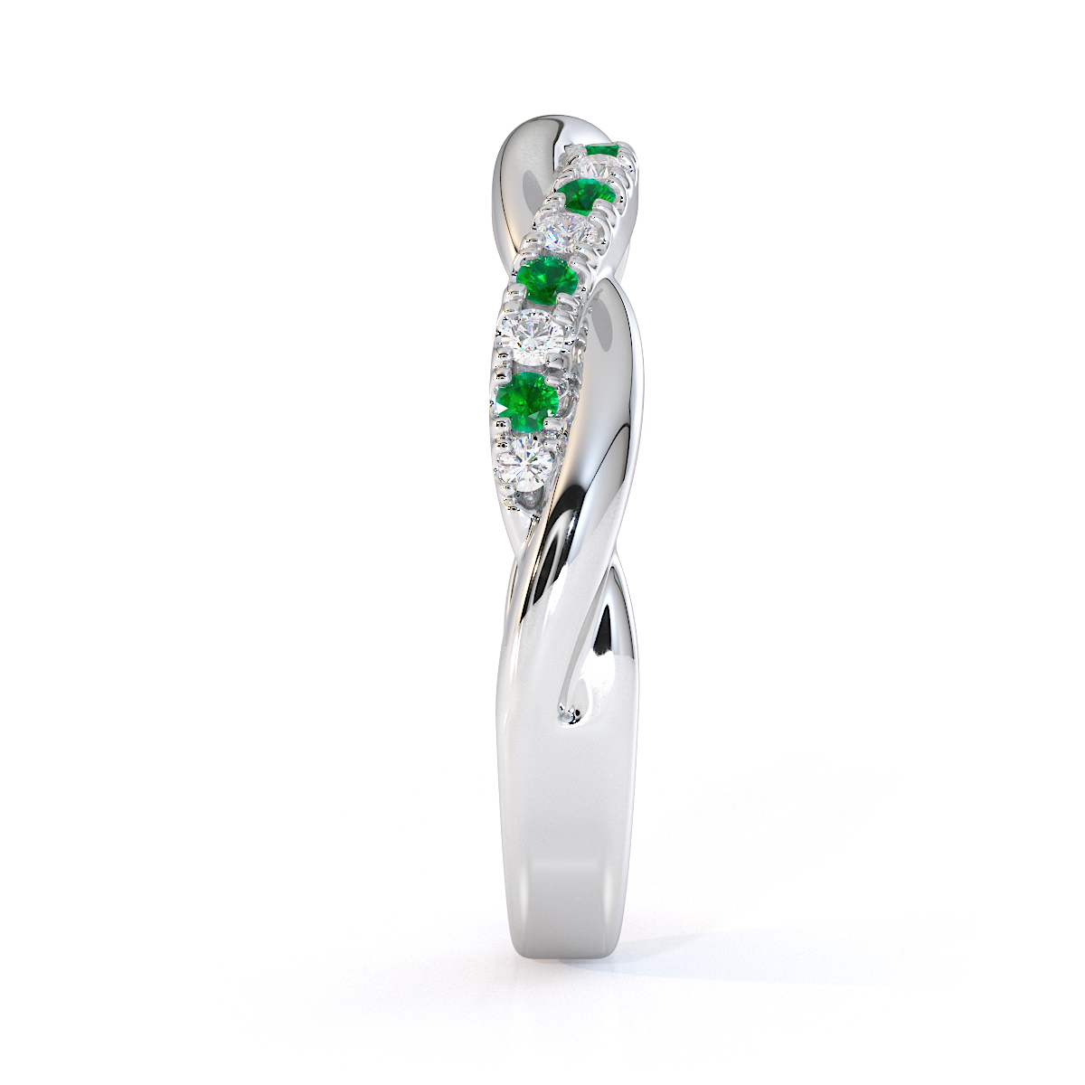 Gold / Platinum Emerald and Diamond Half Eternity Ring RZ1523