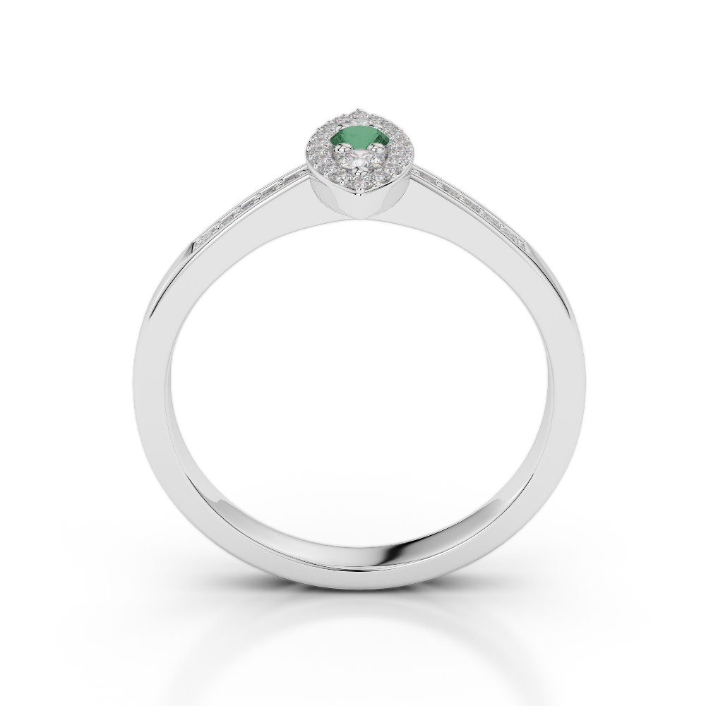 Gold / Platinum Round Cut Emerald and Diamond Engagement Ring AGDR-1161