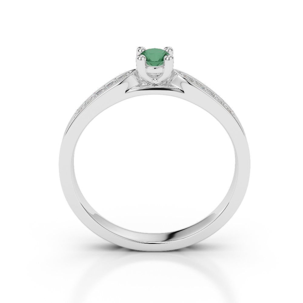 Gold / Platinum Round Cut Emerald and Diamond Engagement Ring AGDR-1165