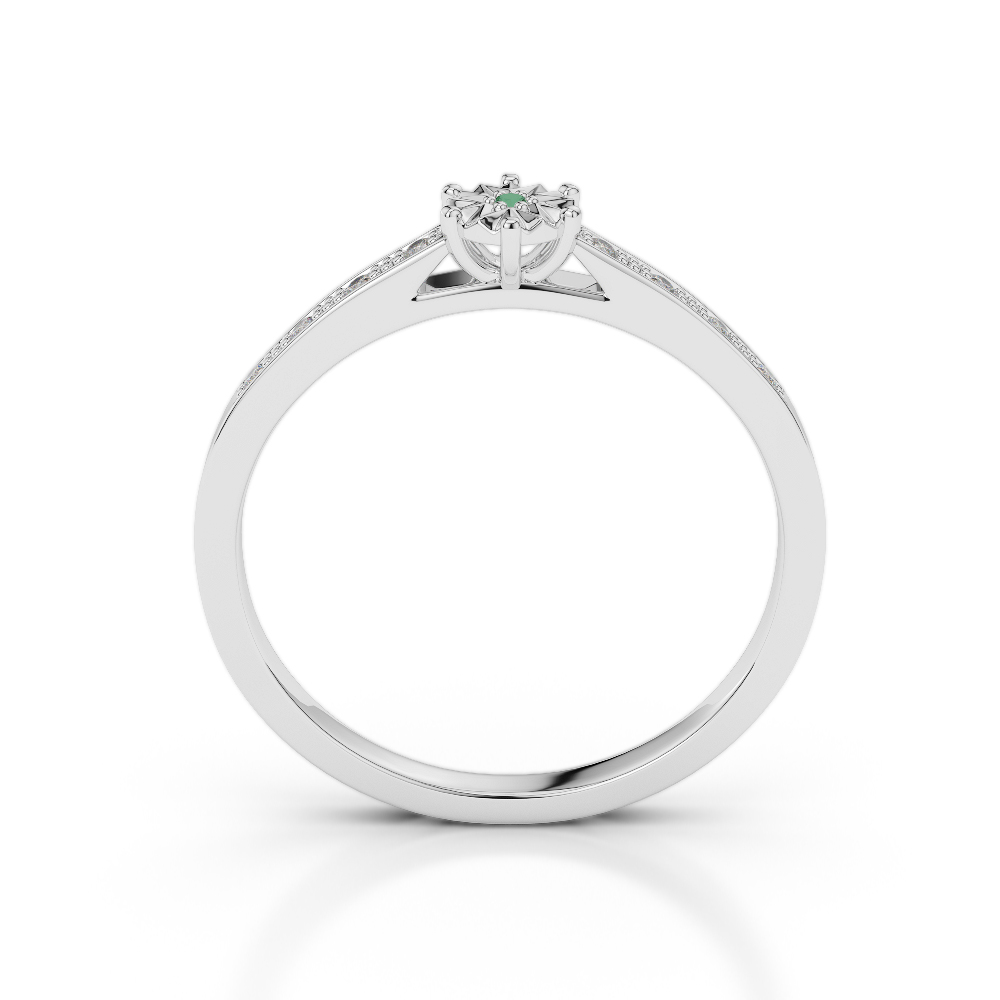 Gold / Platinum Round Cut Emerald and Diamond Engagement Ring AGDR-1167