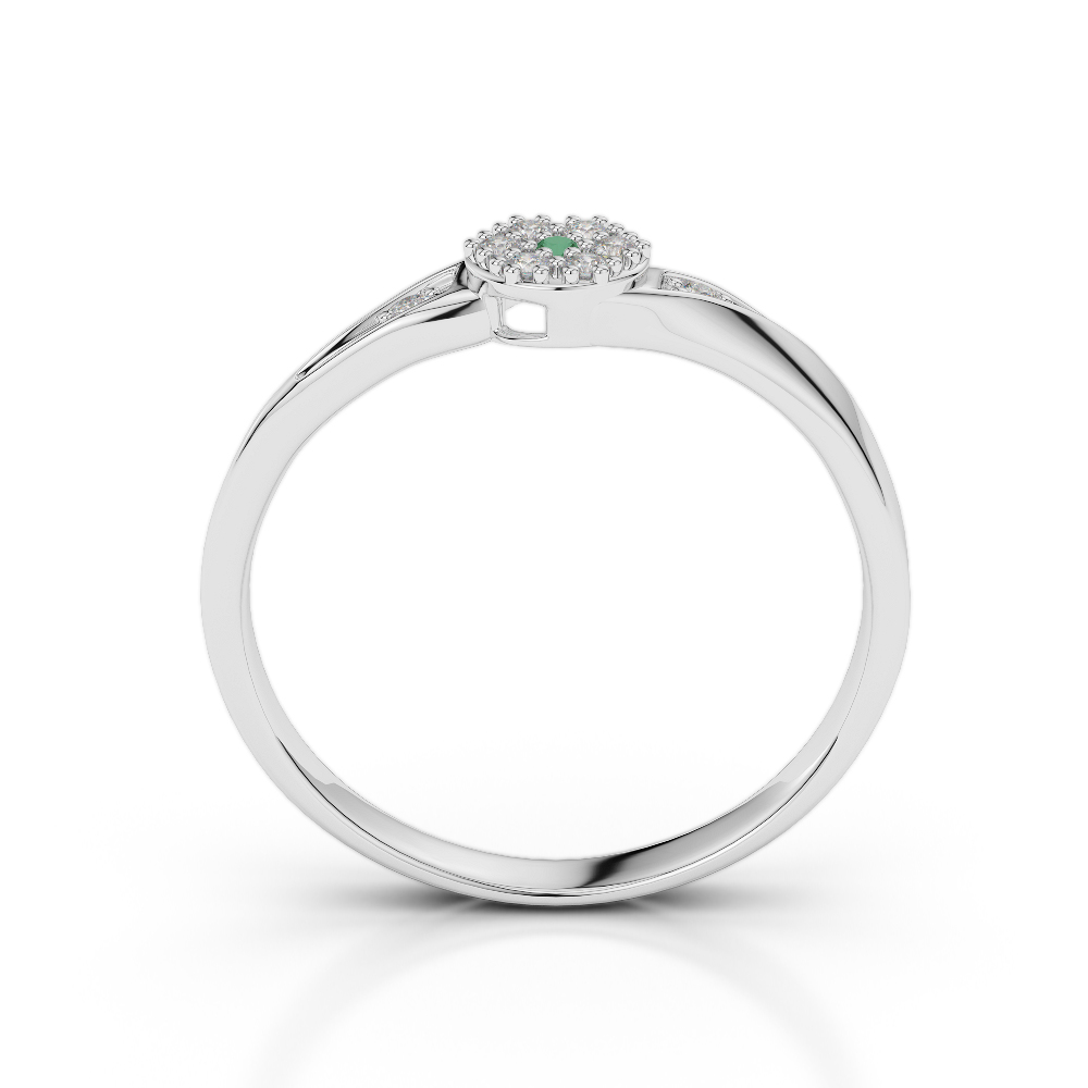 Gold / Platinum Round Cut Emerald and Diamond Engagement Ring AGDR-1168
