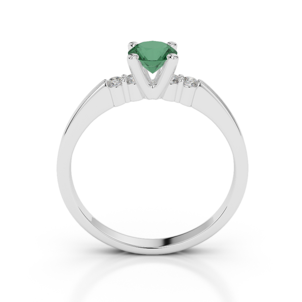 Gold / Platinum Round Cut Emerald and Diamond Engagement Ring AGDR-1185