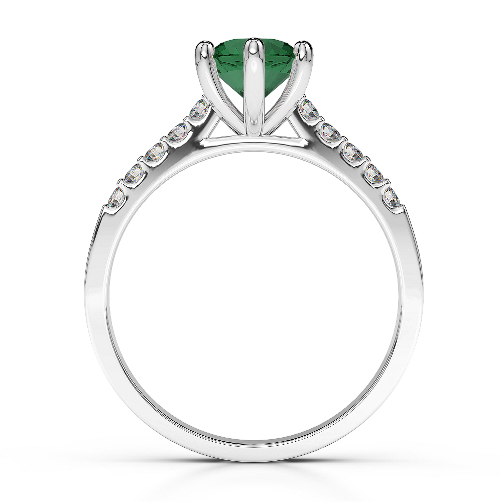 Gold / Platinum Round Cut Emerald and Diamond Engagement Ring AGDR-1208