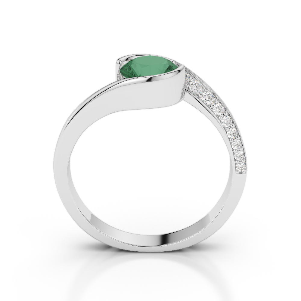 Gold / Platinum Round Cut Emerald and Diamond Engagement Ring AGDR-2020