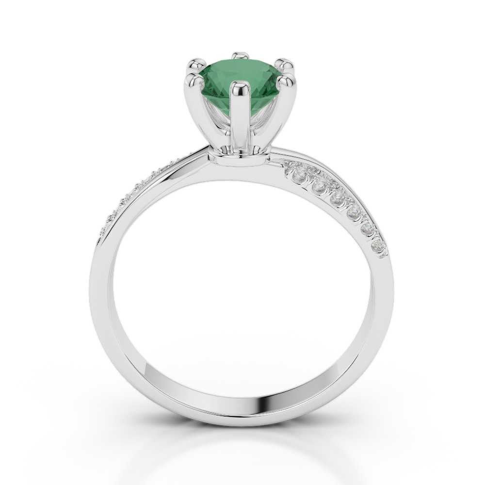 Gold / Platinum Round Cut Emerald and Diamond Engagement Ring AGDR-2022